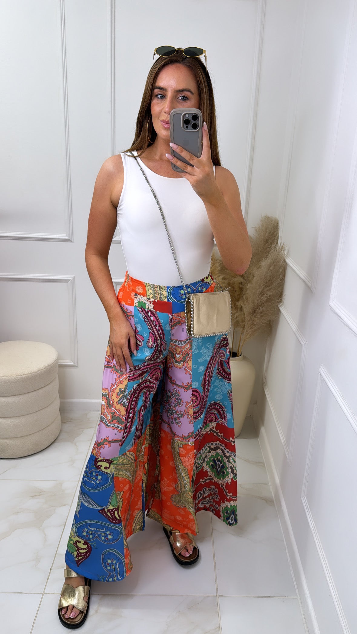 CLARA orange paisley palazzo trousers