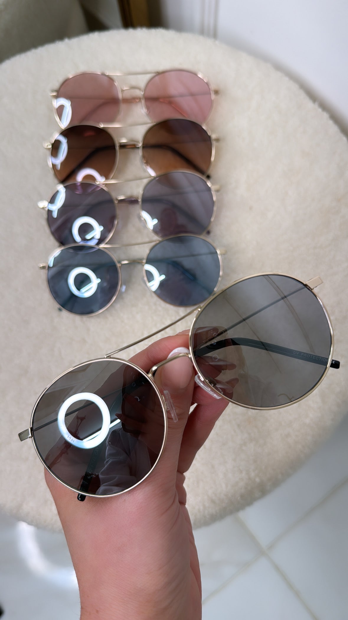 MERCY black circular sunglasses