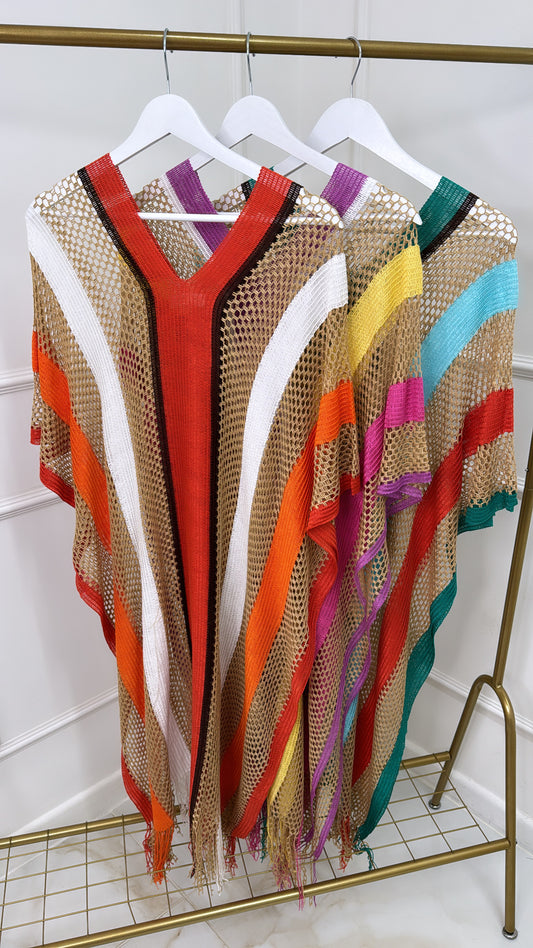 WILLOW orange stripe crochet kaftan