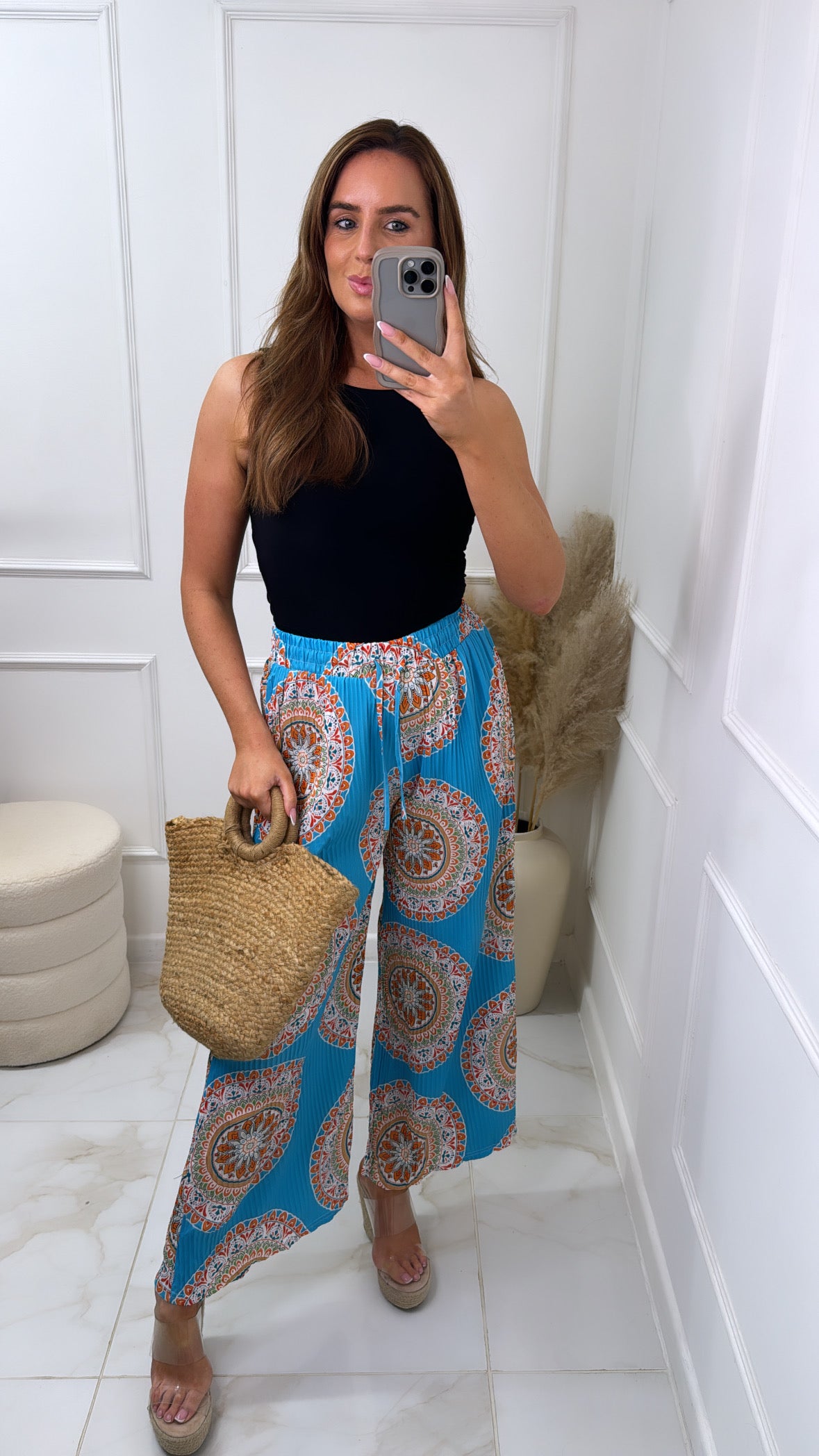 ARIA turquoise circle print trousers