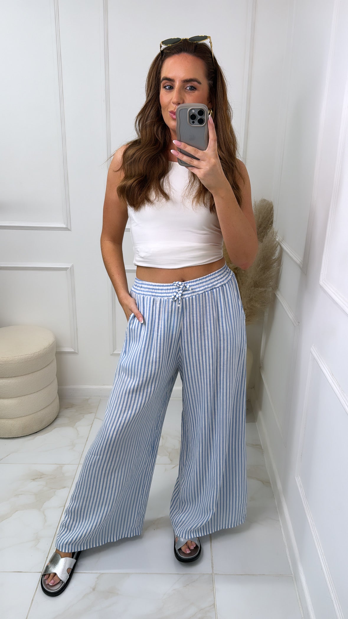 SISI blue stripe wide leg trousers