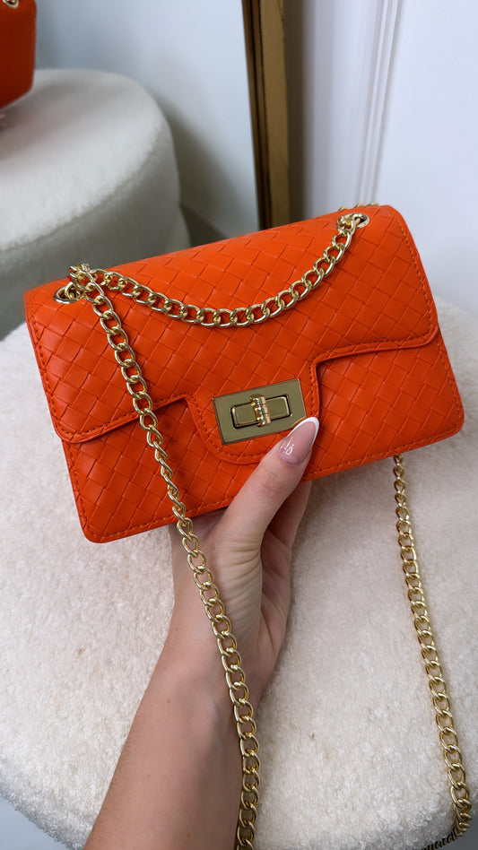 YAZMIN orange woven shoulder bag