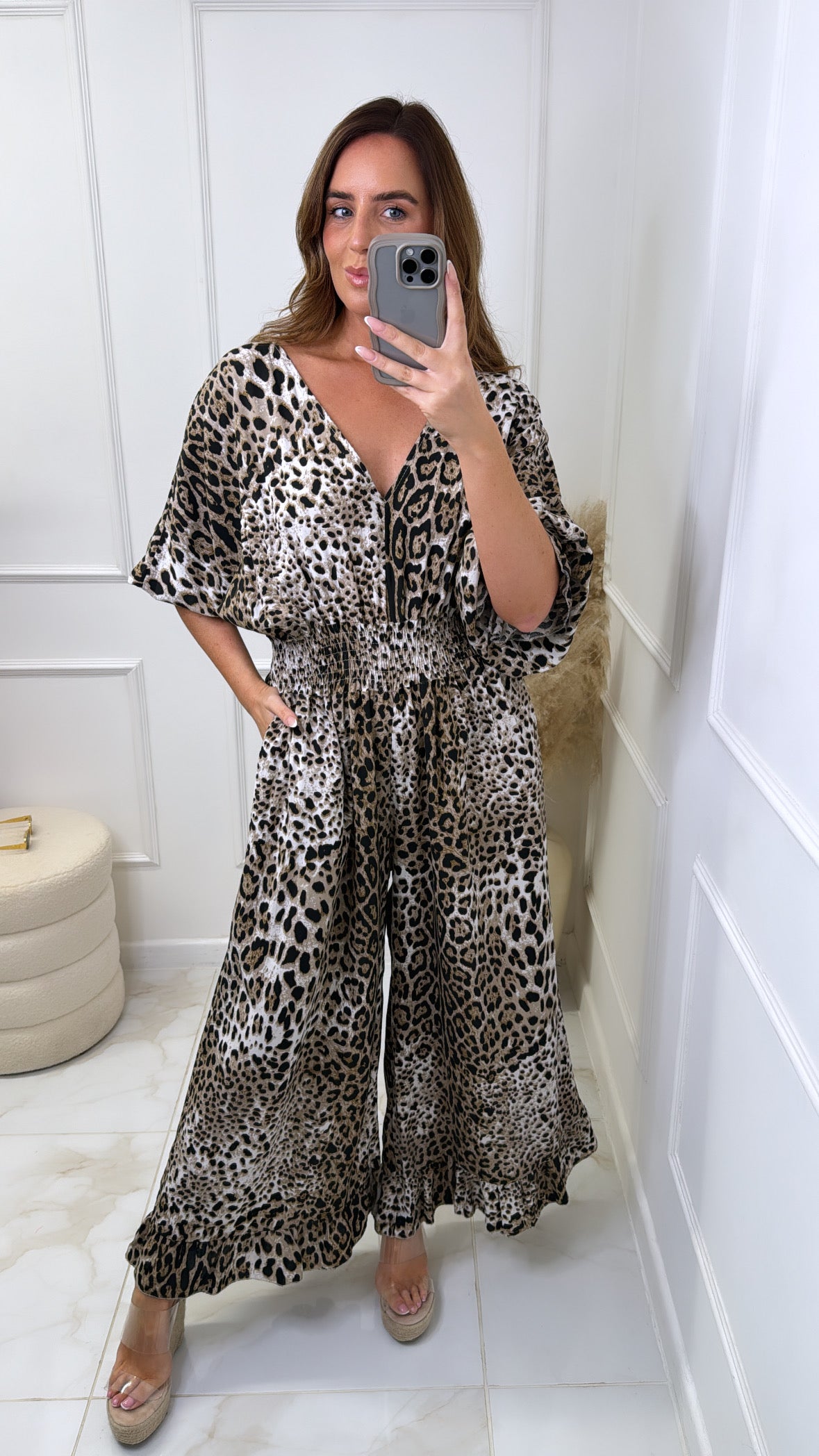 SAMMIE leopard print wide leg jumpsuit