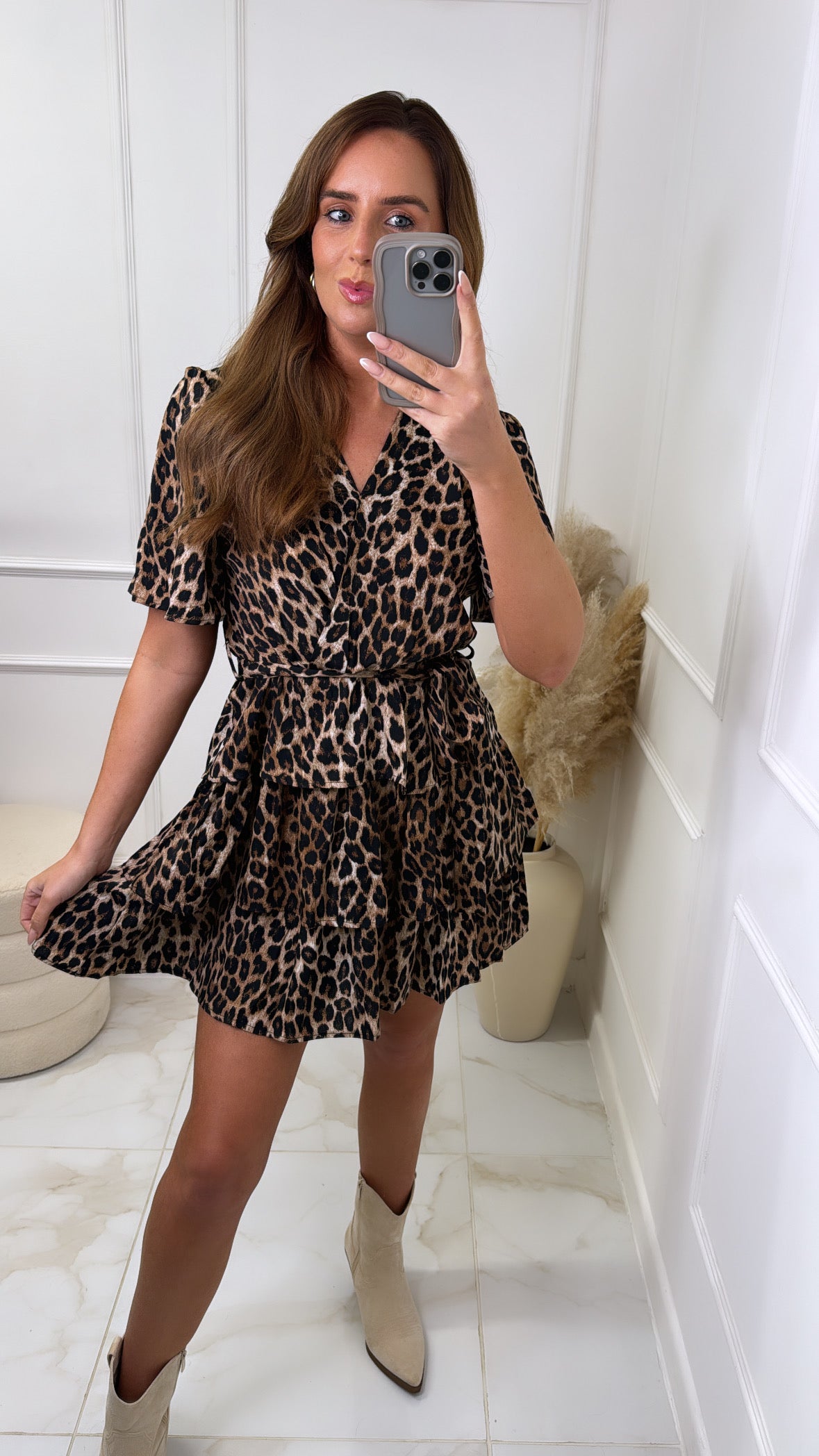 LEAH leopard print rara dress