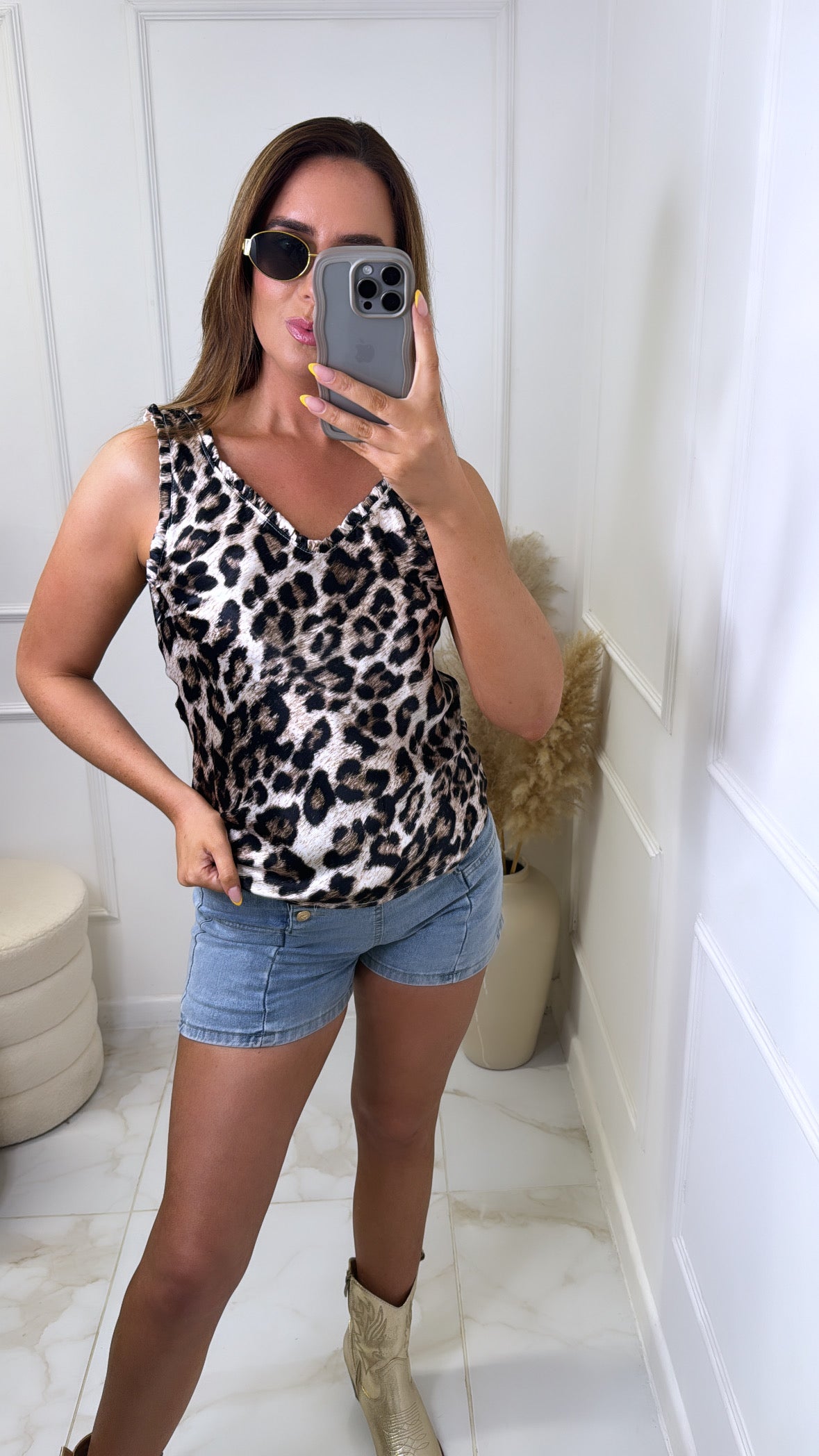 SAIRA leopard satin vest top