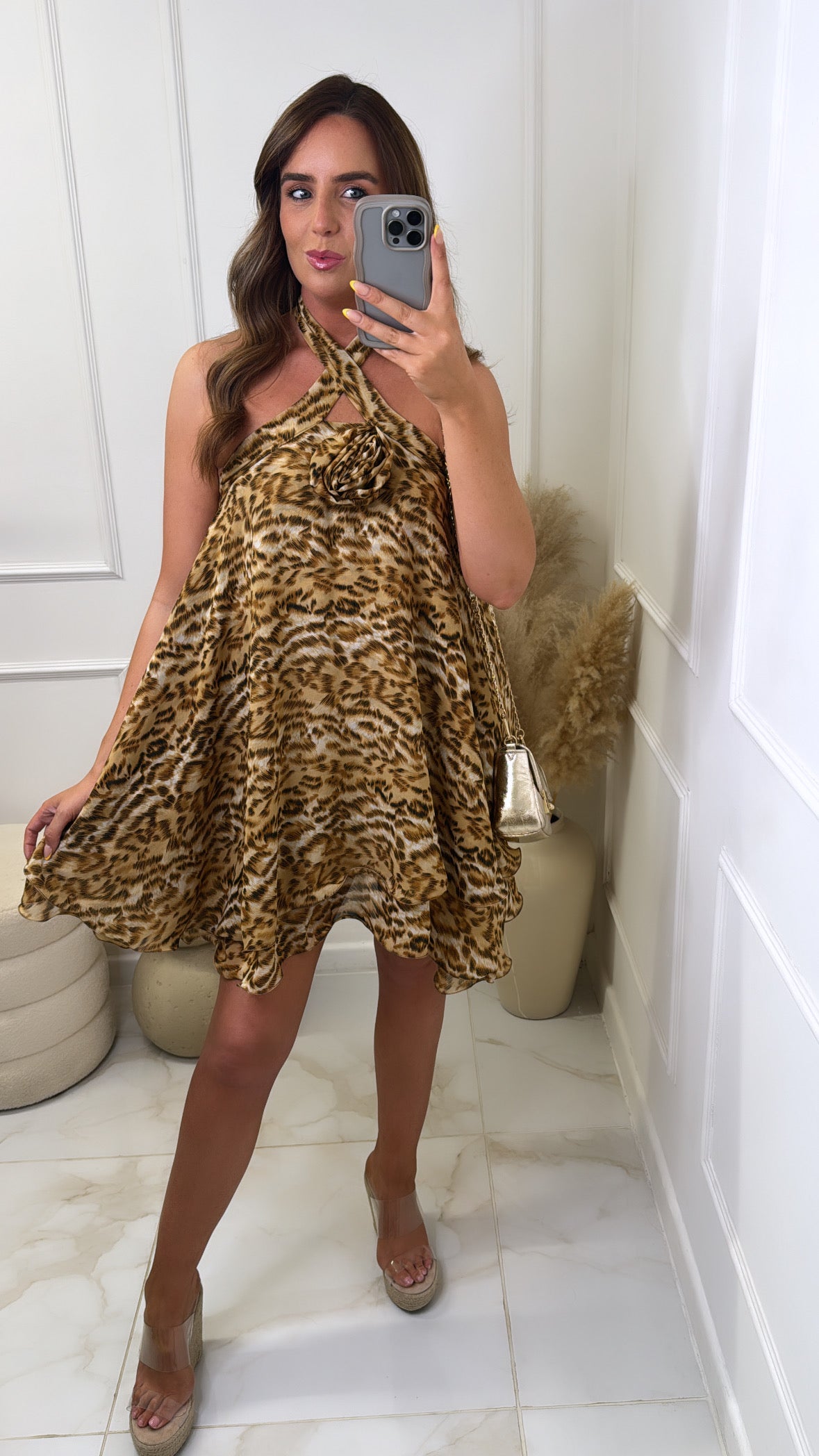 ASHLEE leopard corsage swing dress