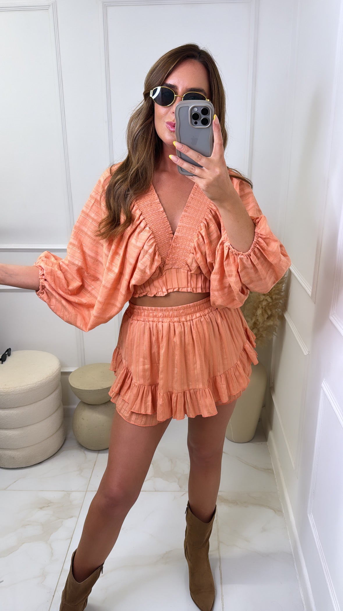 SOPHIE orange v front skort set