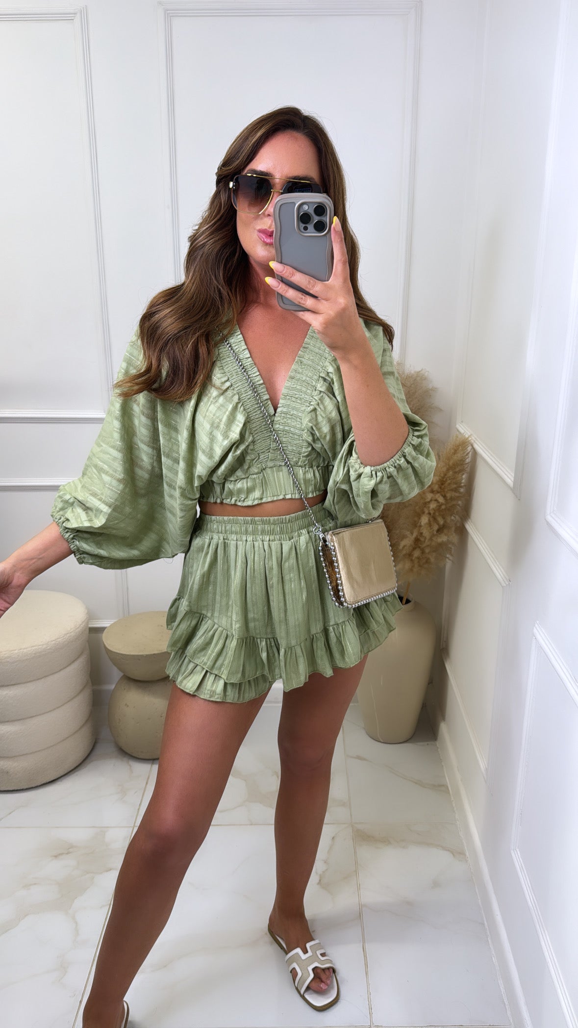 SOPHIE green v front skort set