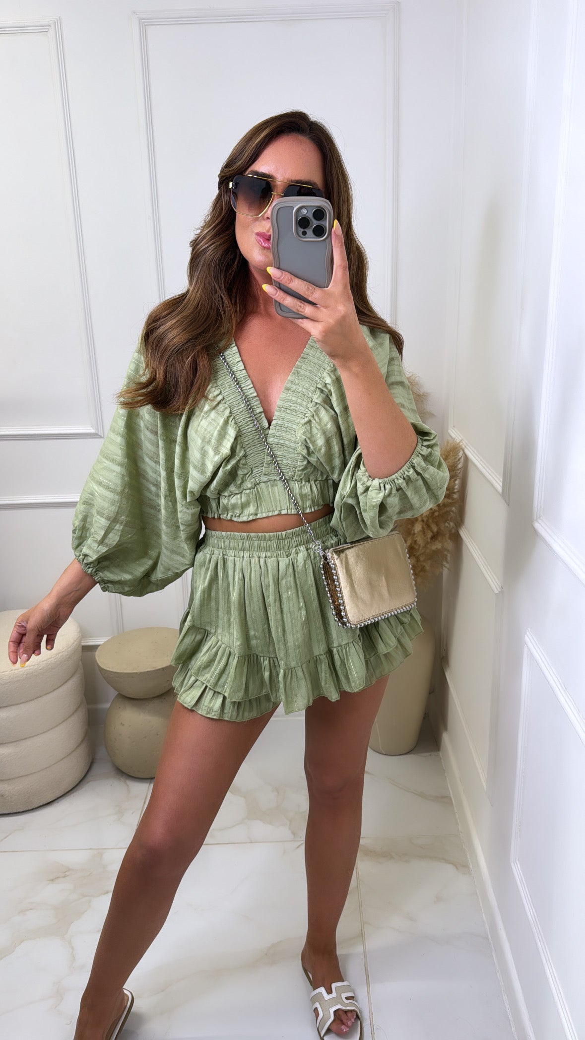 SOPHIE green v front skort set