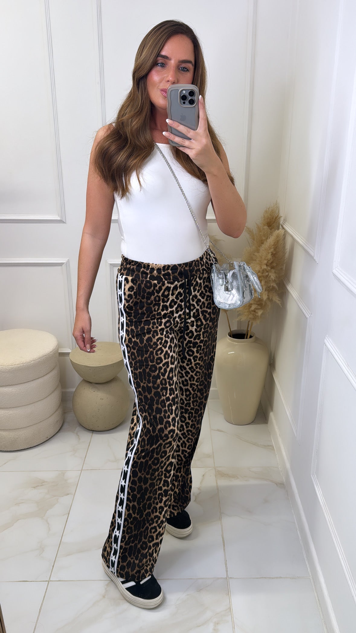 IRIS leopard print star trim joggers