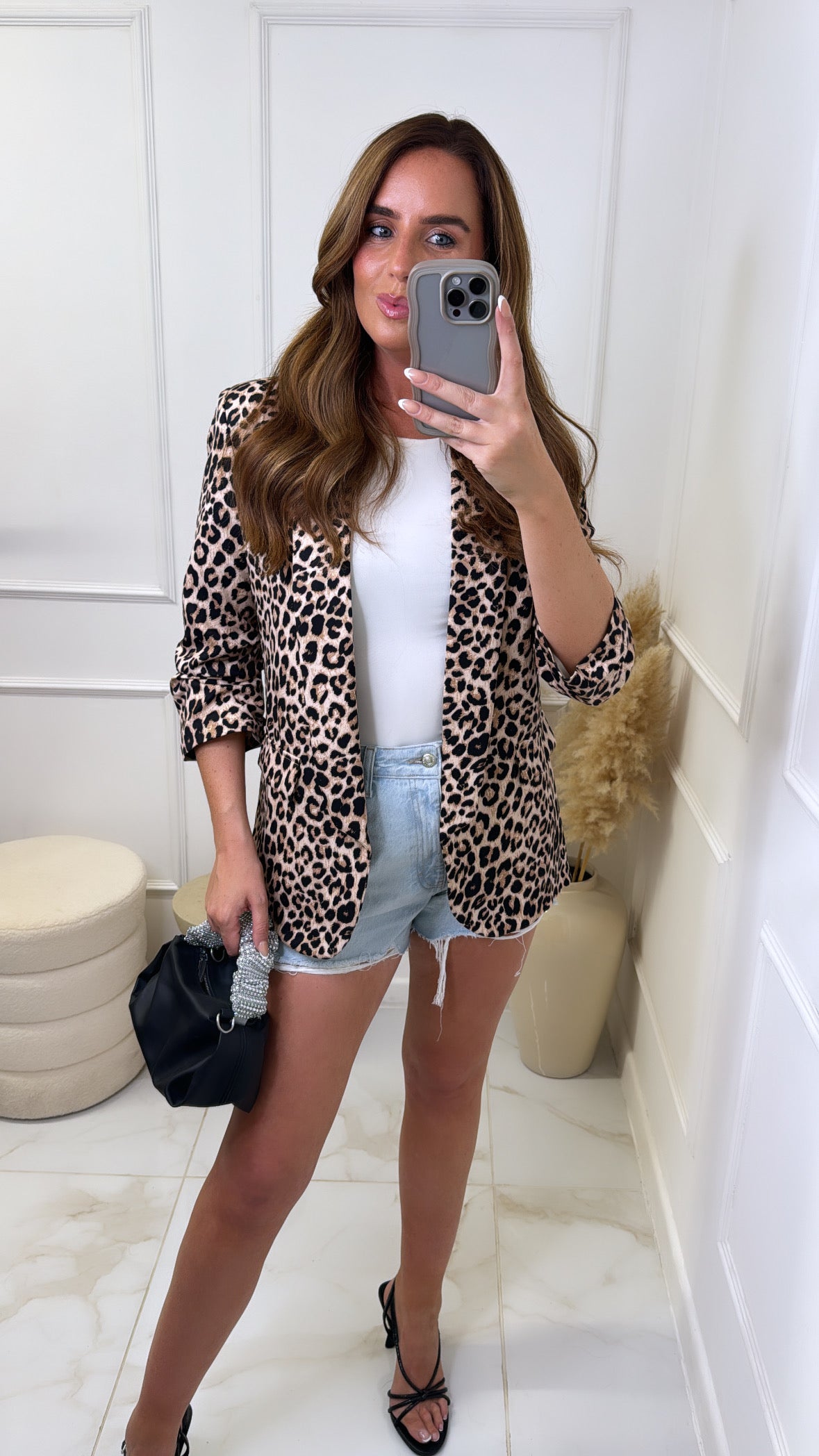 LACEY leopard print ruched sleeve blazer