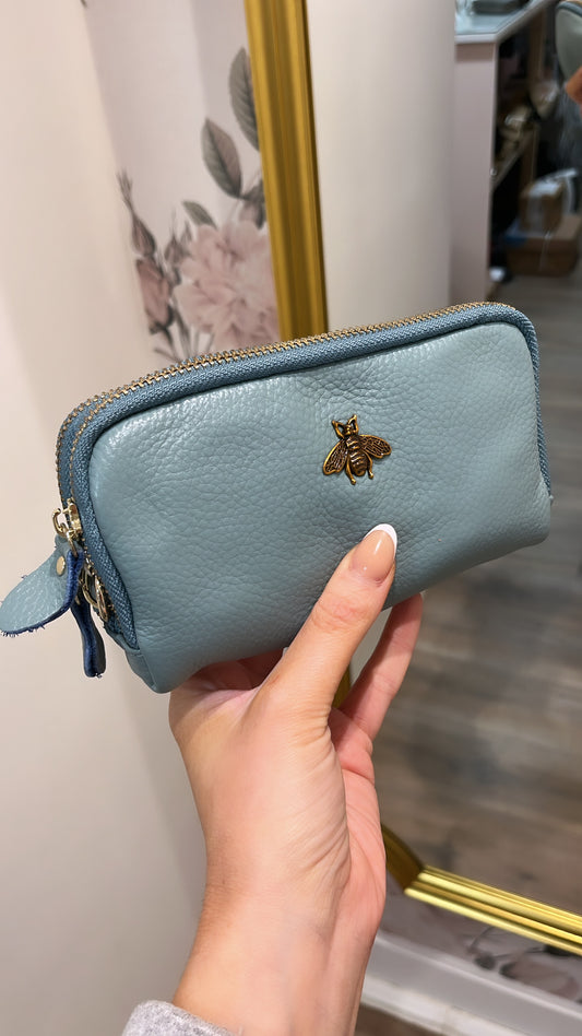 NADIA blue bee detail wristlet purse