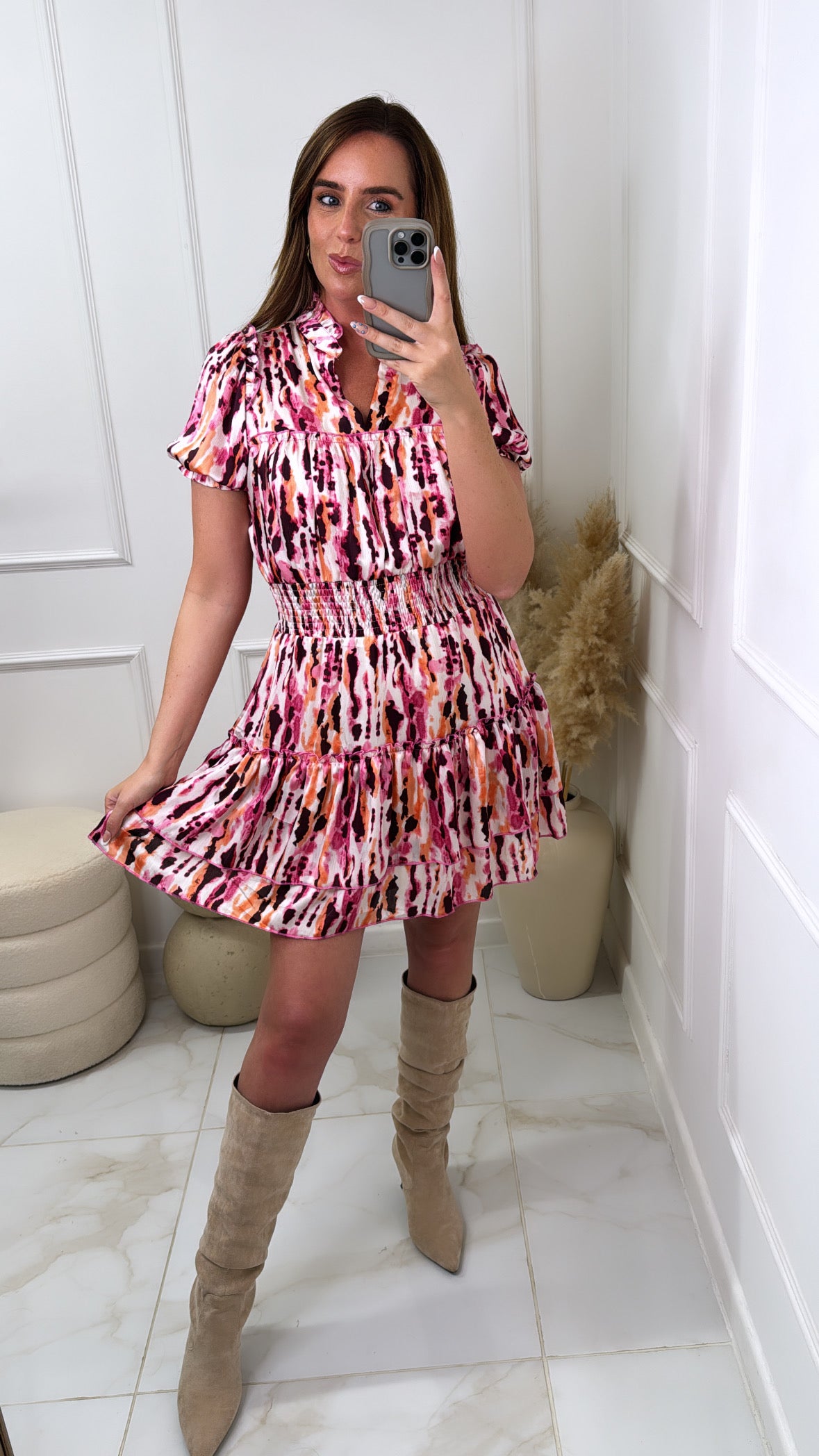 ERIN pink tie dye rara dress