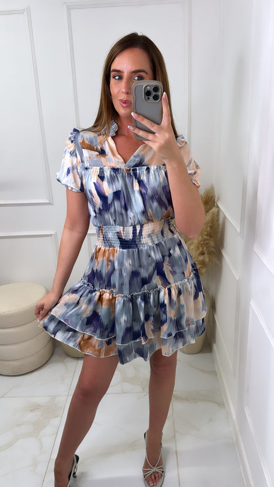 ERIN blue tie dye rara dress