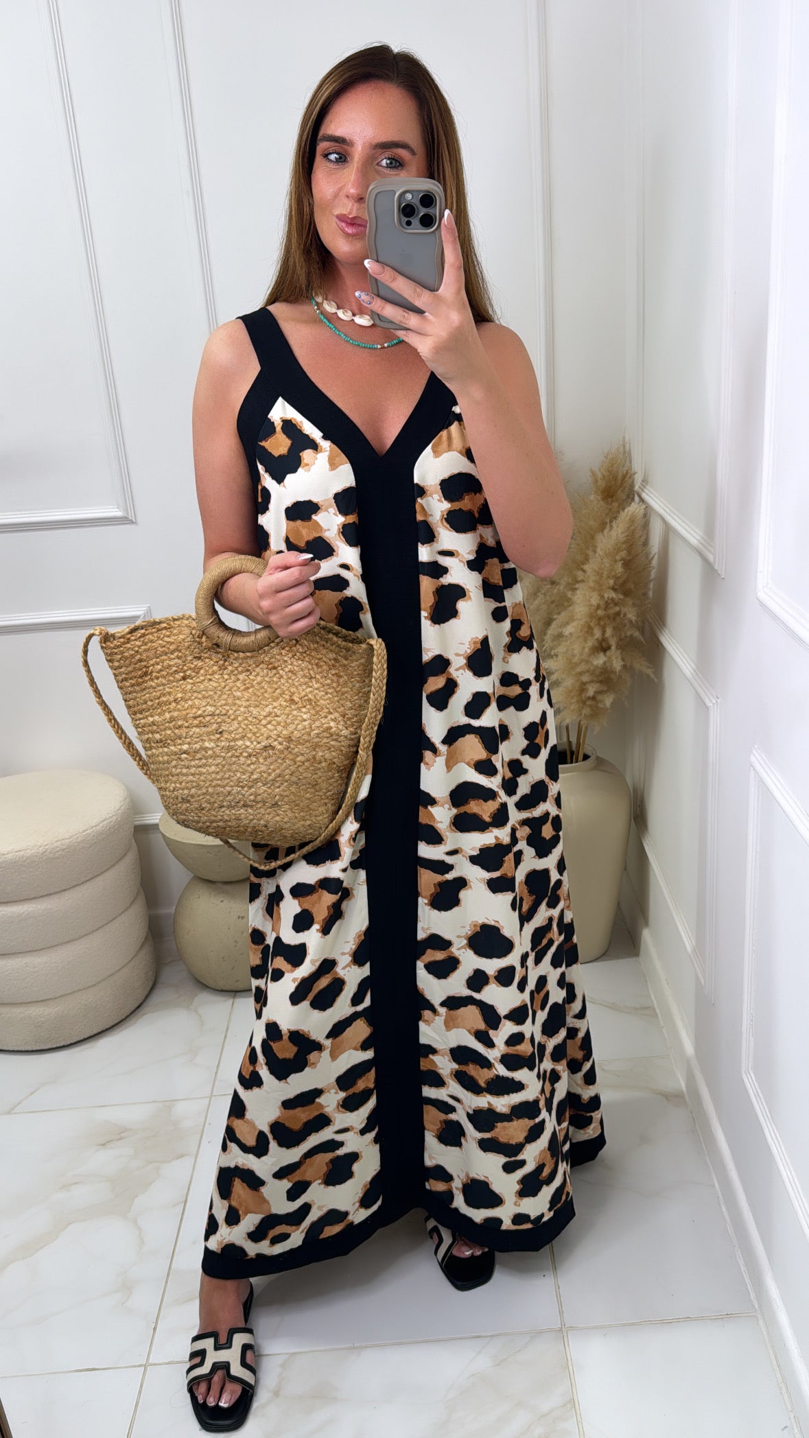 MAEVE leopard two tone maxi dress