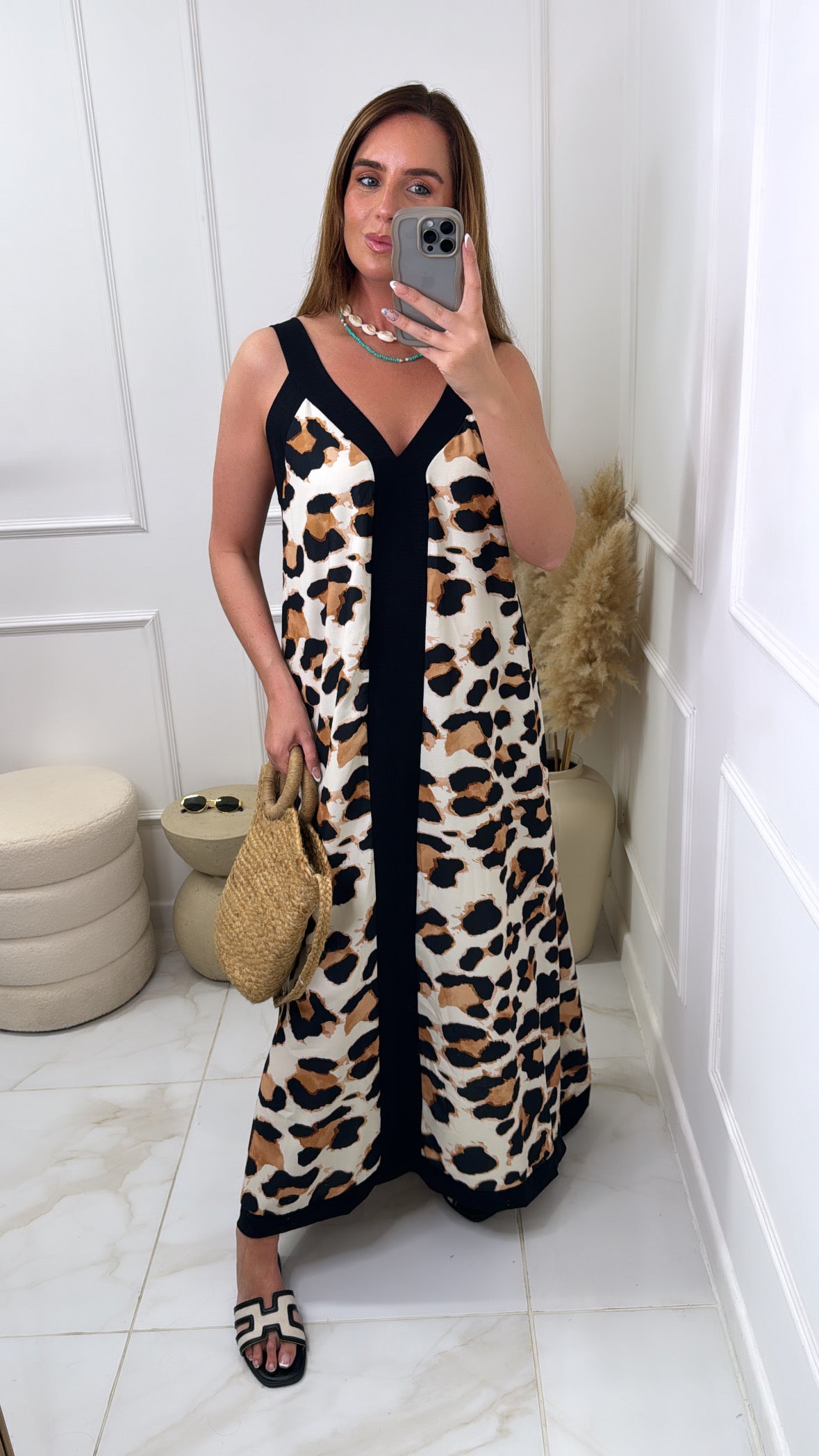 MAEVE leopard two tone maxi dress