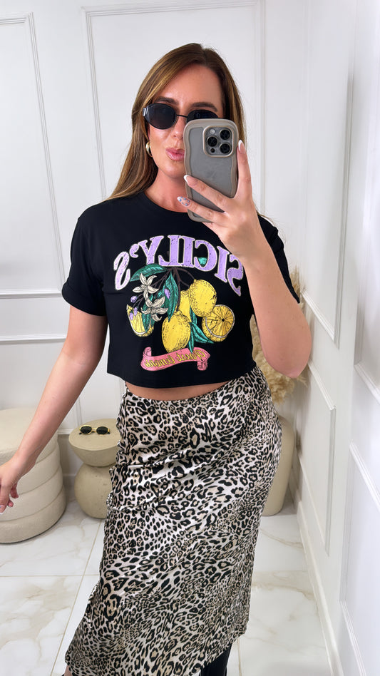 SCARLETT black siciliys cropped tshirt