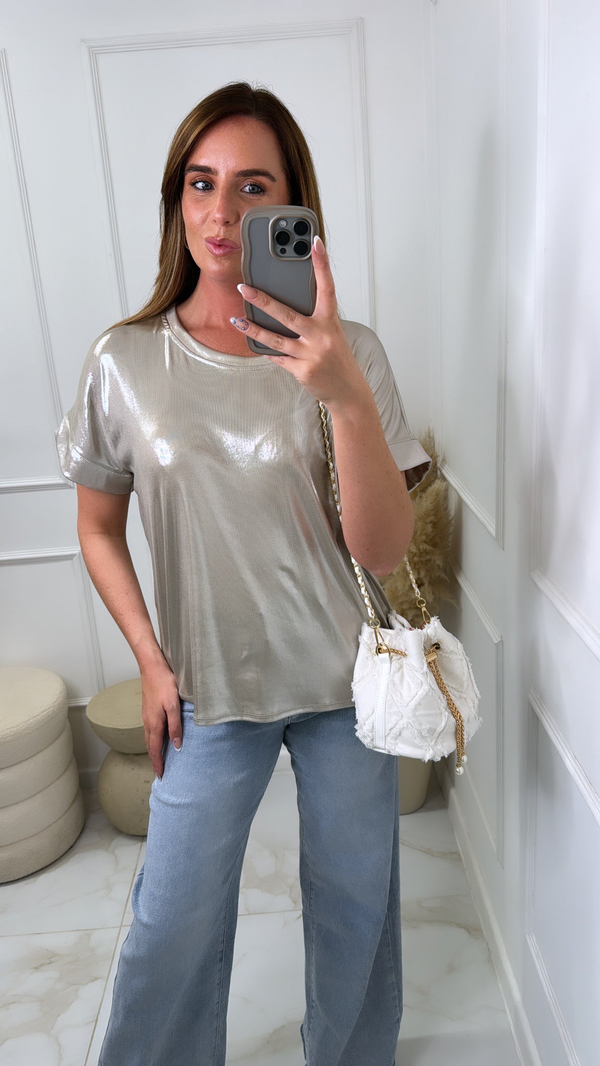 RHIANNON gold metallic tshirt