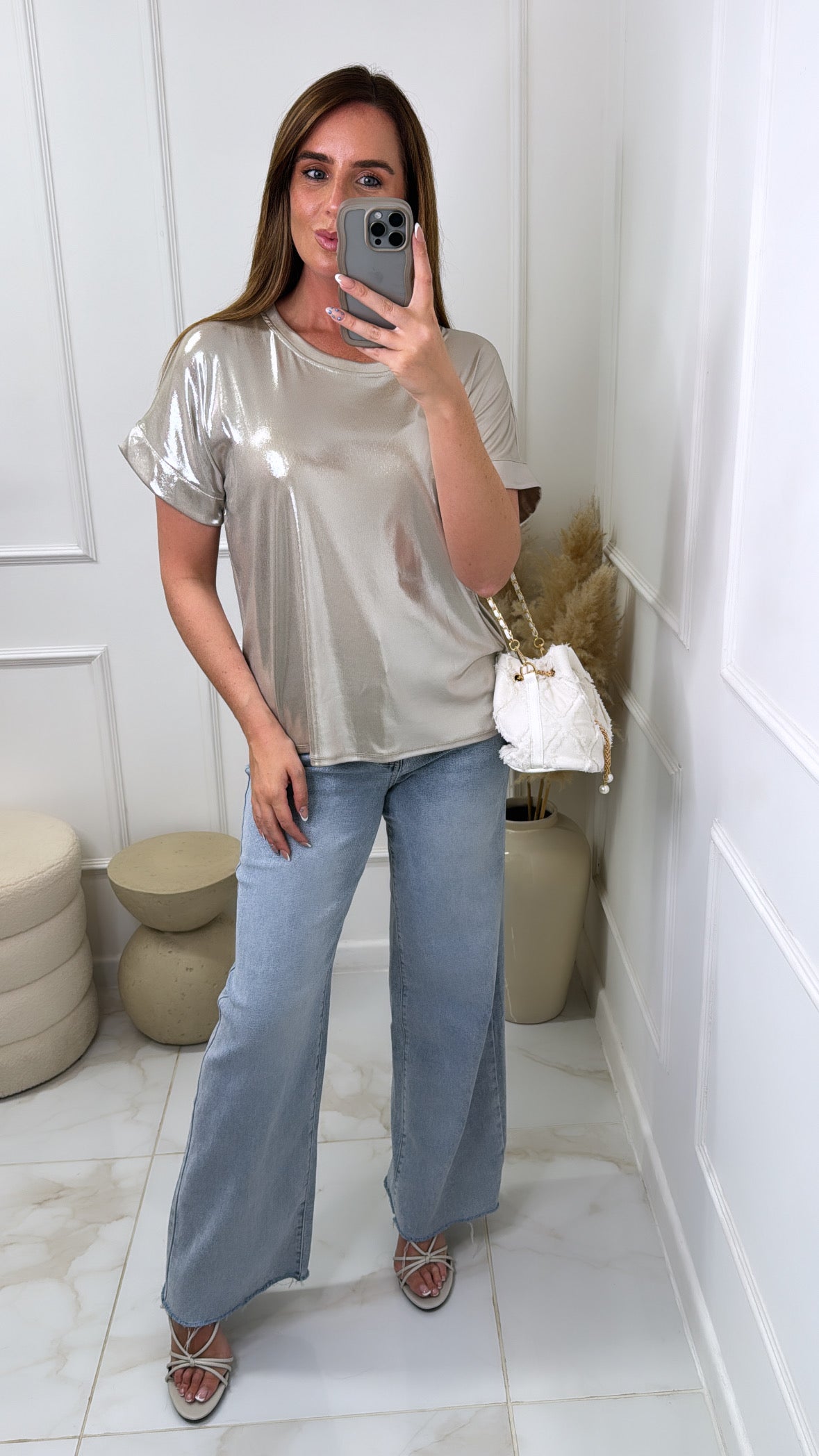 RHIANNON gold metallic tshirt