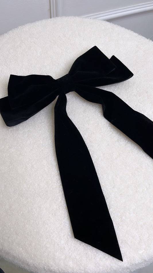 ALEX black velvet hair bow