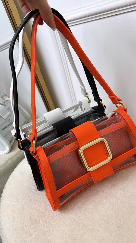 FARAH orange buckle detail shoulder bag