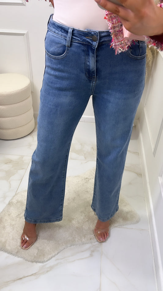 JOANNA light wash high waisted flared jeans