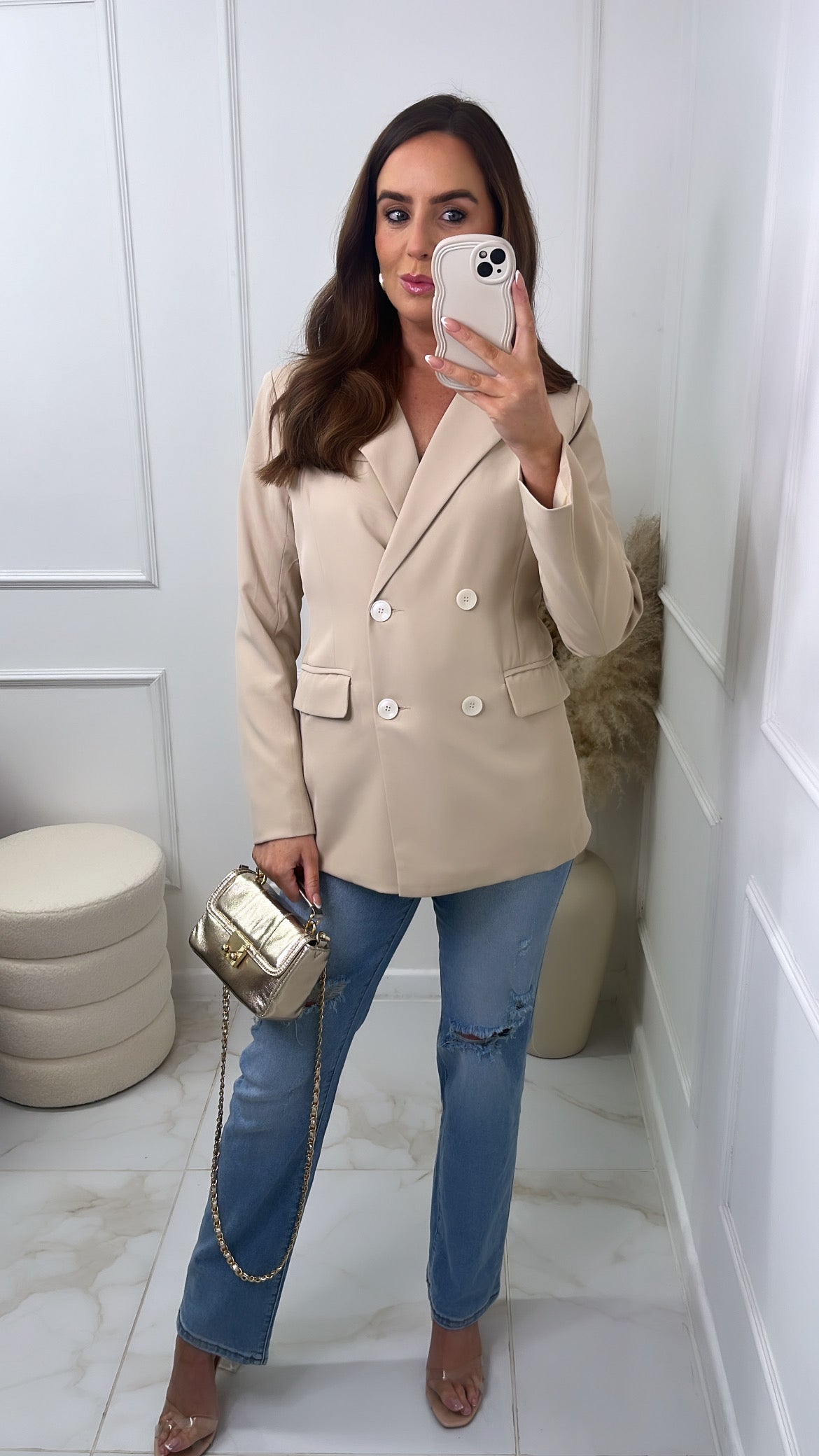 ROCHELLE stone oversized blazer