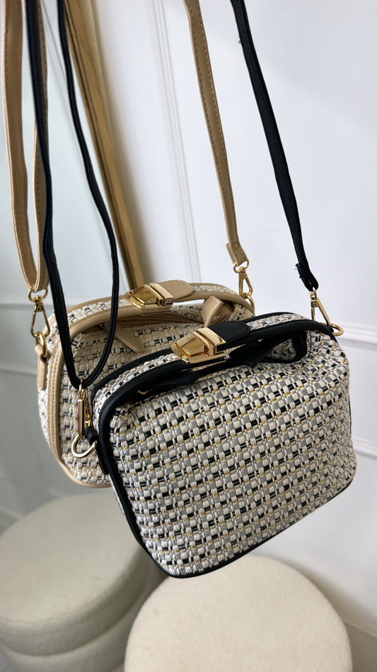 LUCA black woven crossbody bag