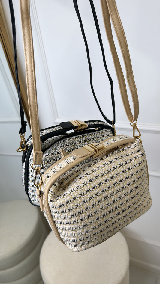 LUCA beige woven crossbody bag