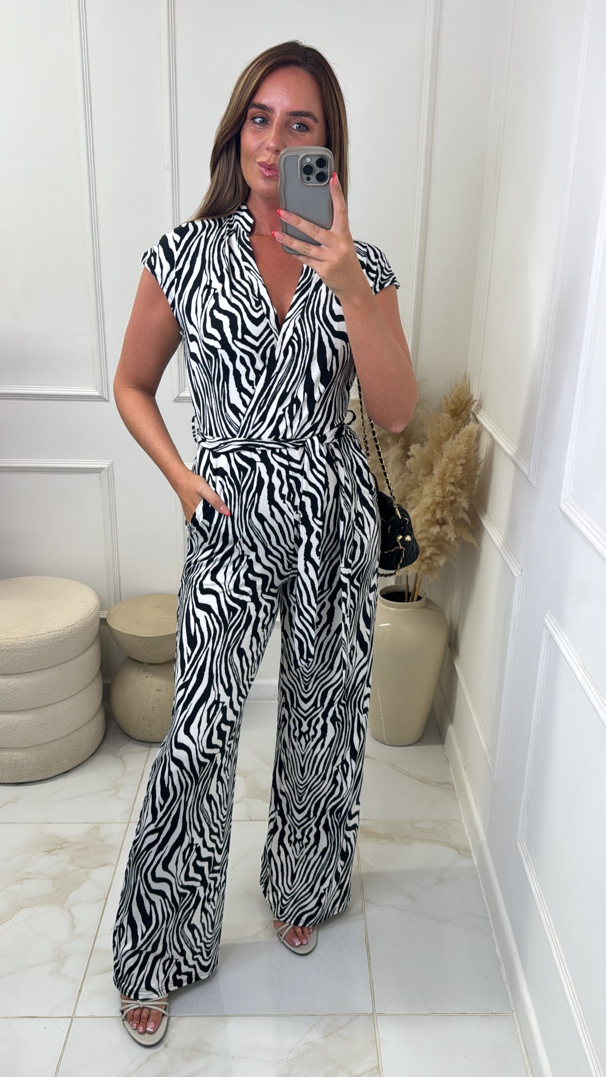 MAEVE zebra print tie front jumpsuit