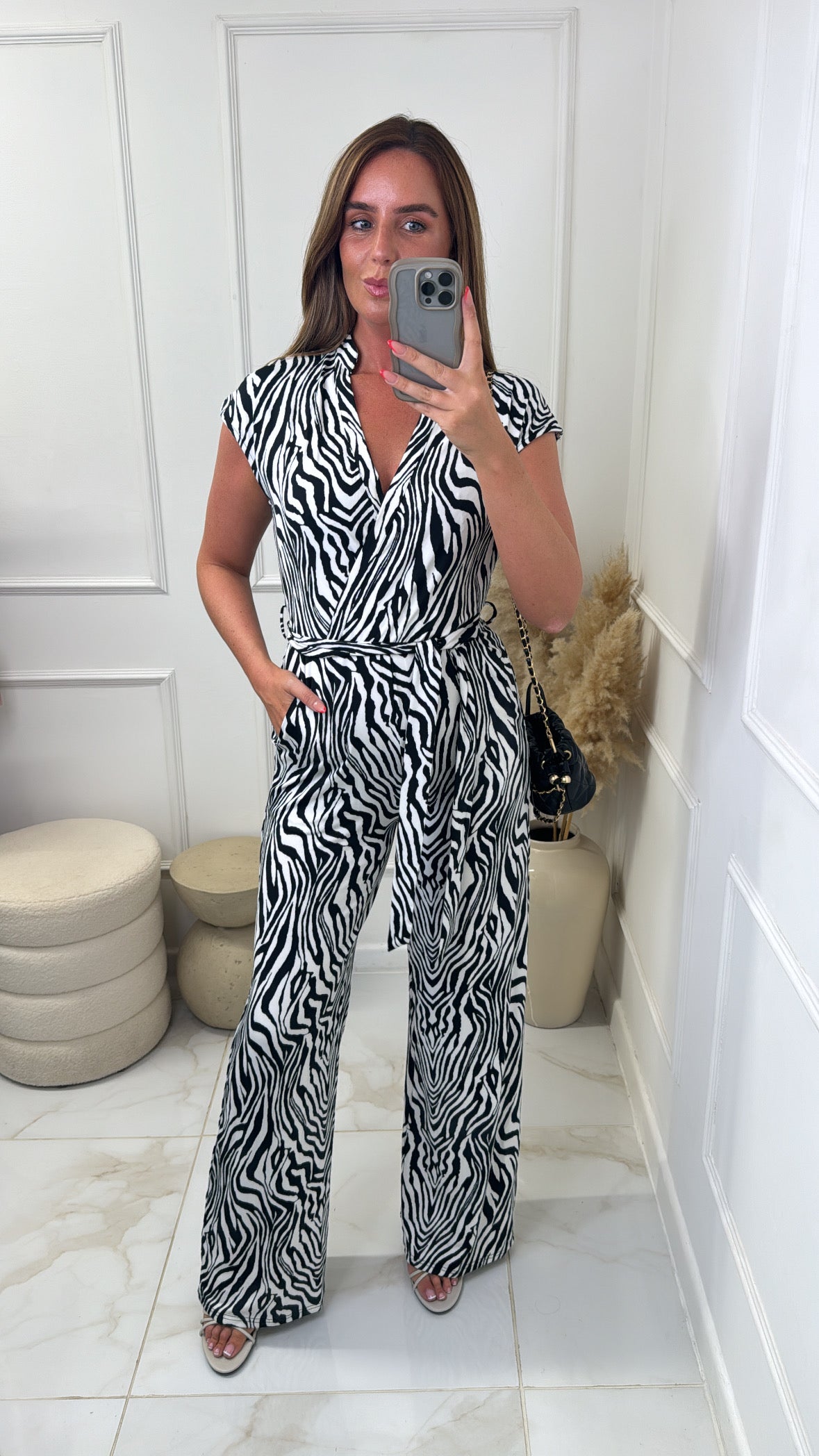 MAEVE zebra print tie front jumpsuit