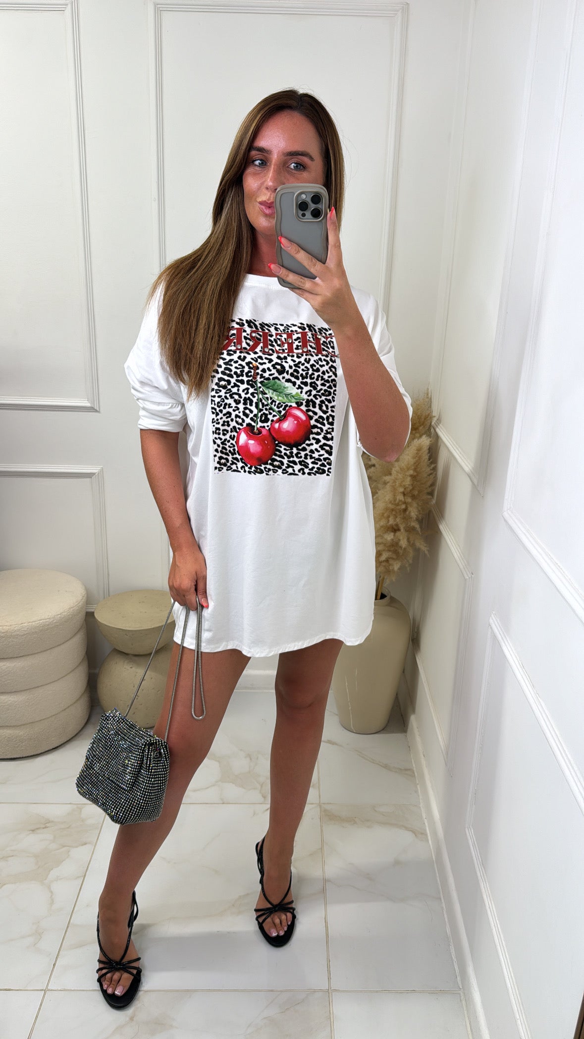 WILLOW white cherry leopard print t-shirt