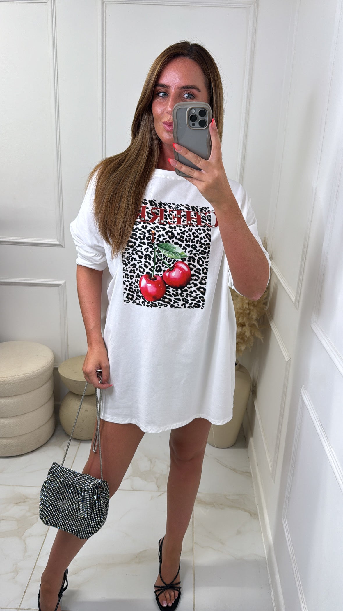 WILLOW white cherry leopard print t-shirt