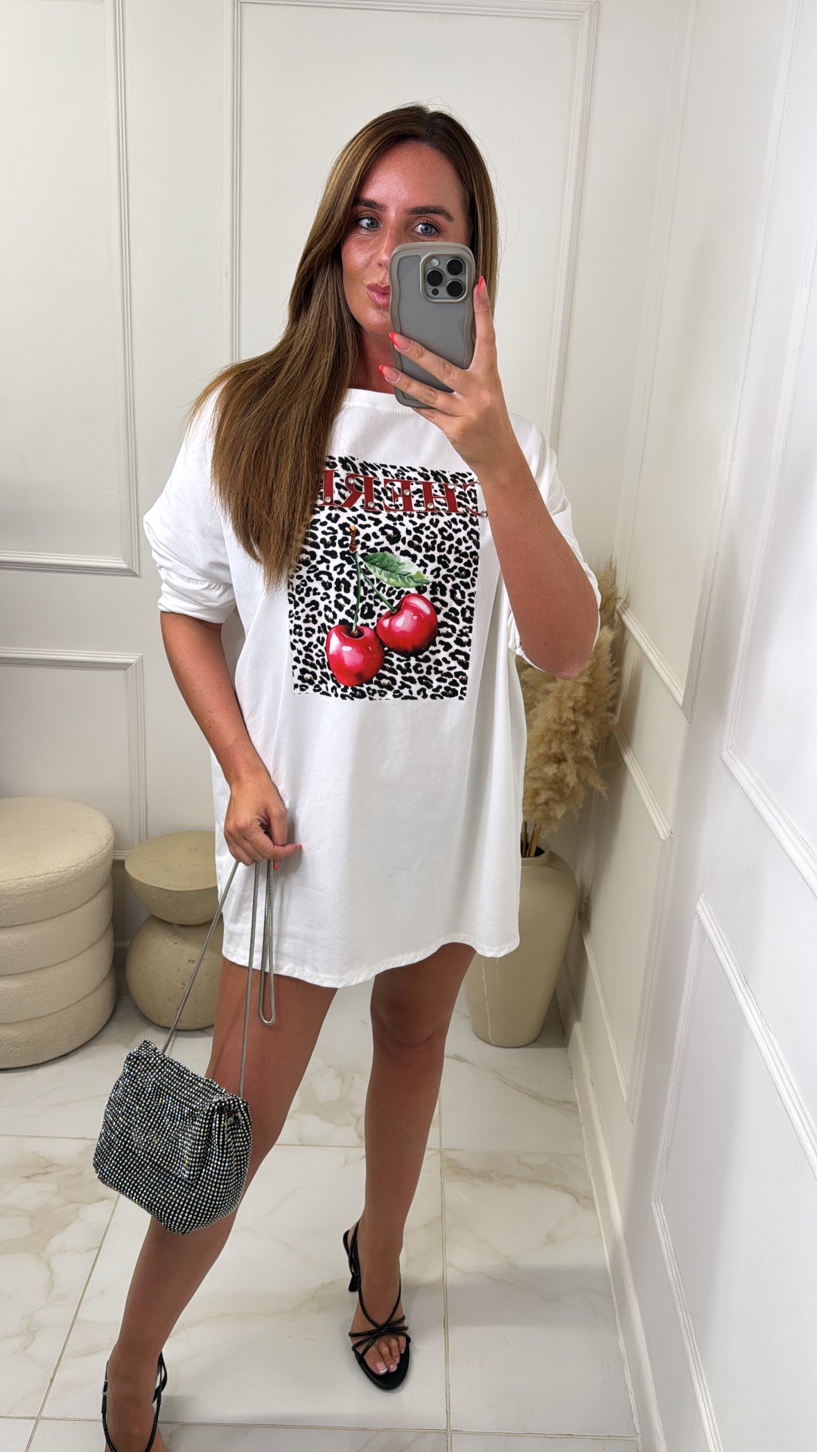 WILLOW white cherry leopard print t-shirt