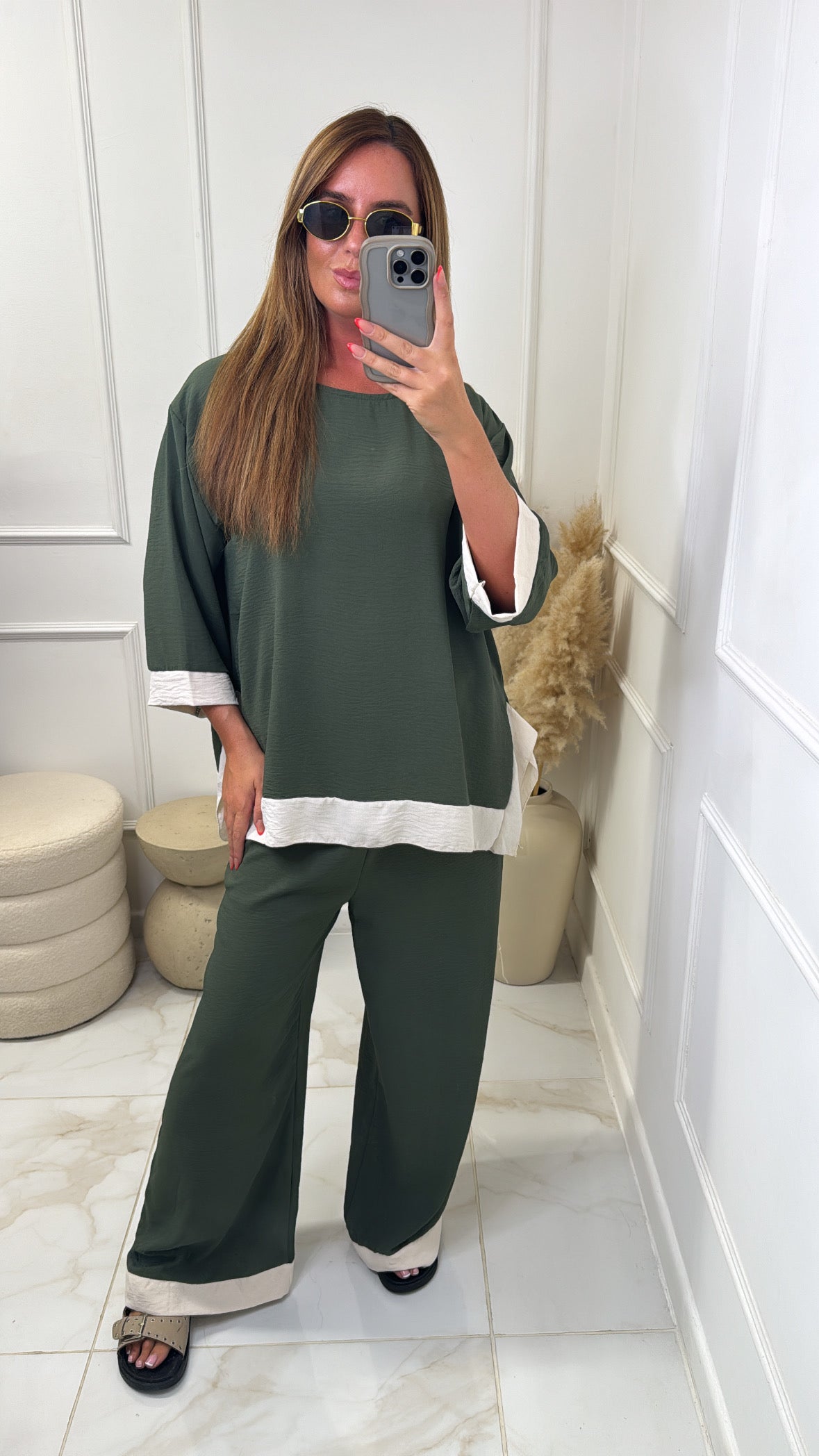 LYDIA khaki two tone lounge set