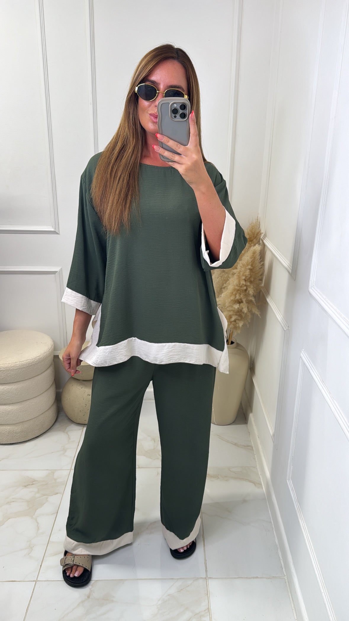 LYDIA khaki two tone lounge set