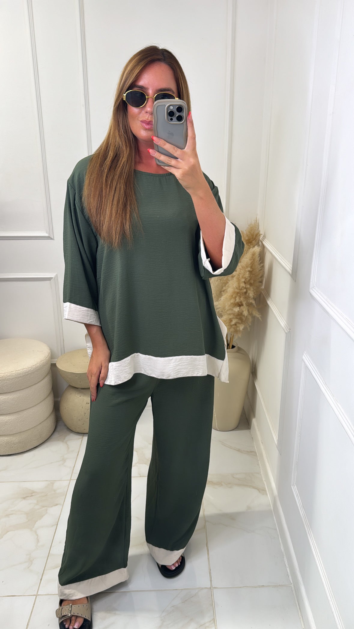 LYDIA khaki two tone lounge set