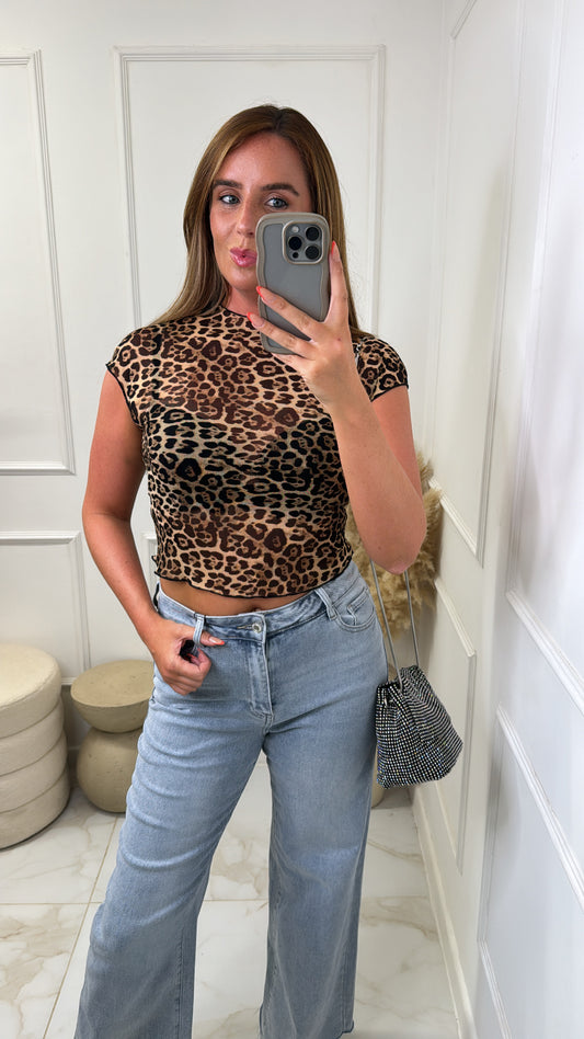 MILEY leopard print sheer top