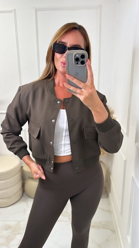 MILLIE chocolate brown bomber jacket