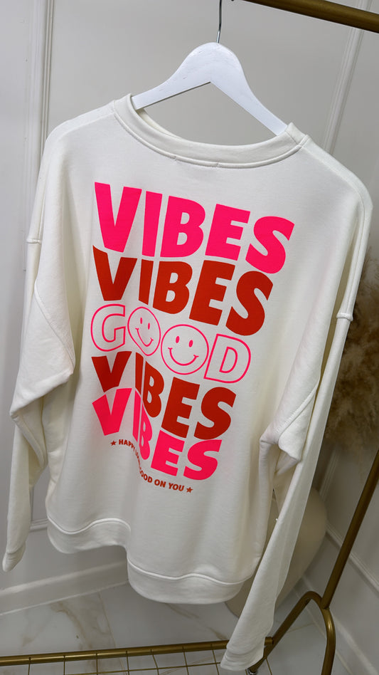 SOFIA white good vibes oversized sweater