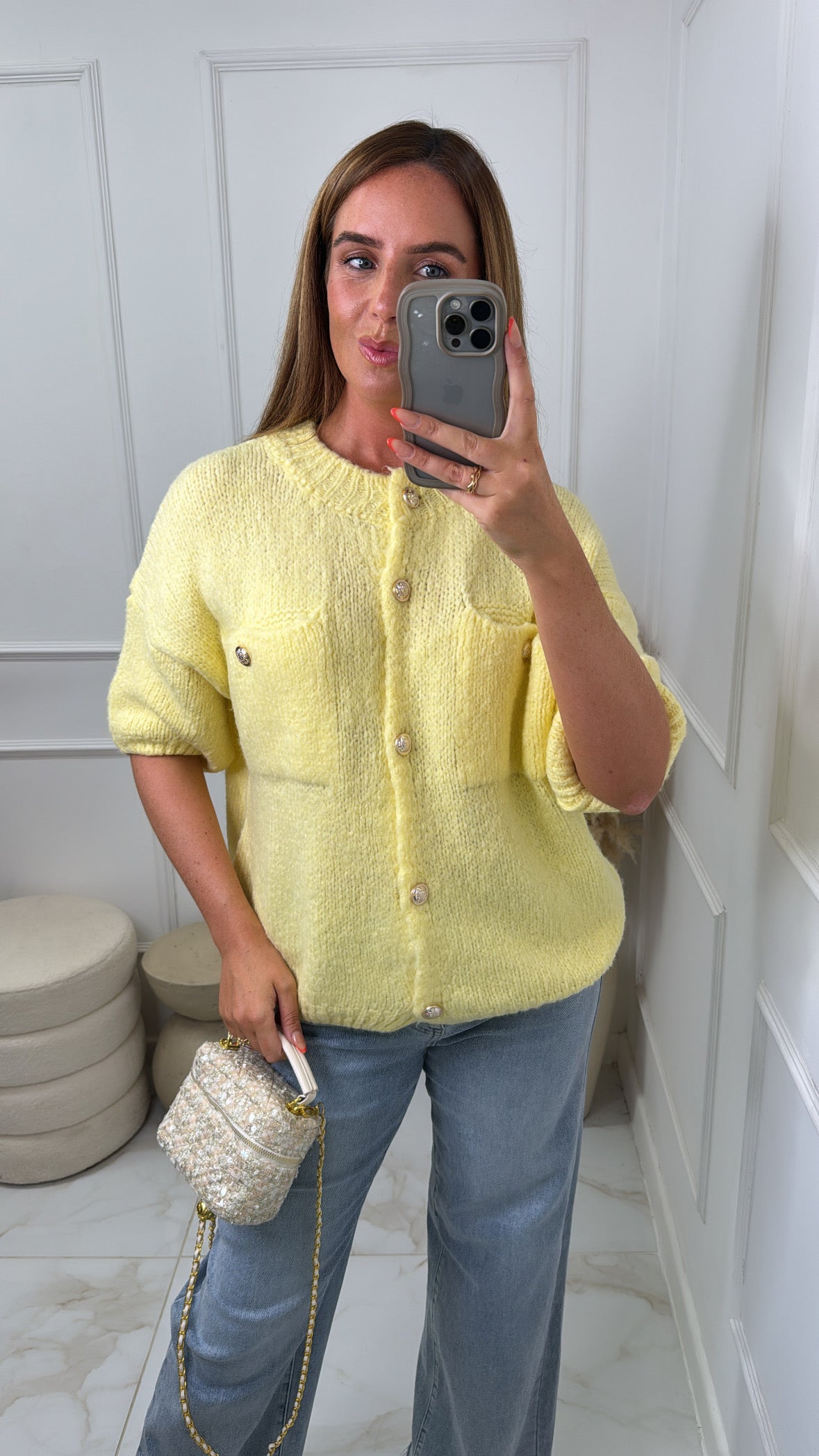 ERIN lemon gold button knitted cardigan