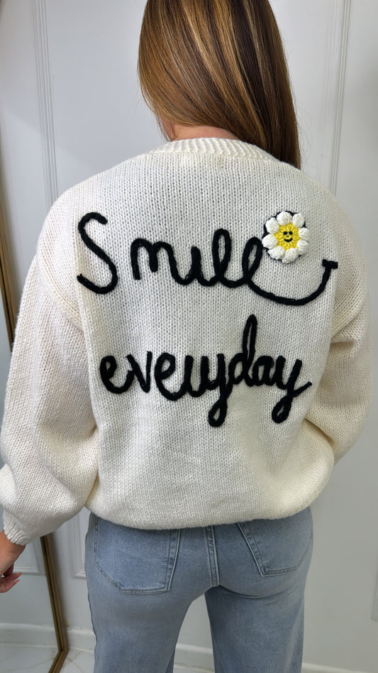 NANCY white smile patch cardigan