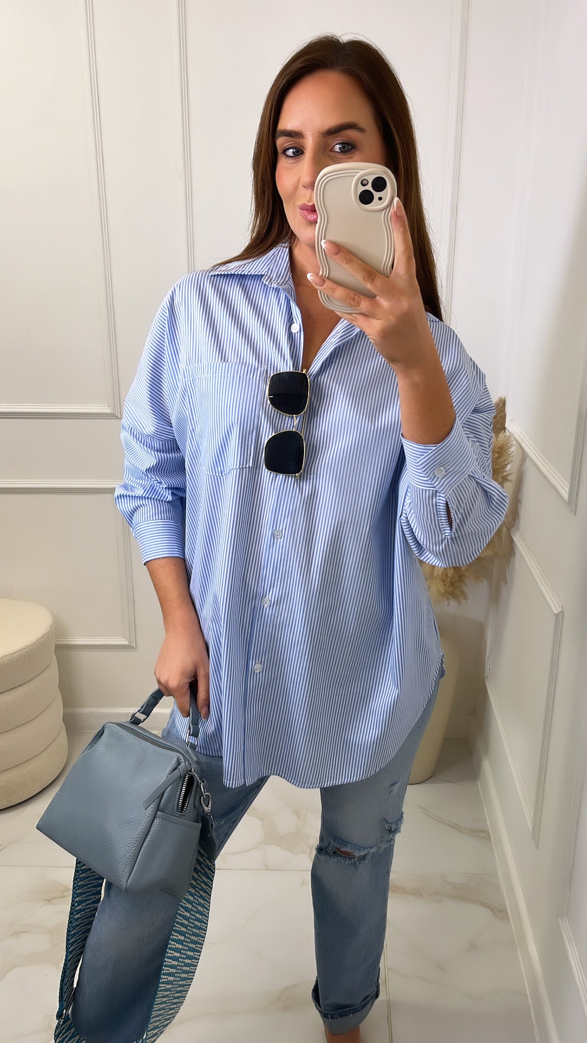 SADIE blue pinstripe oversized shirt