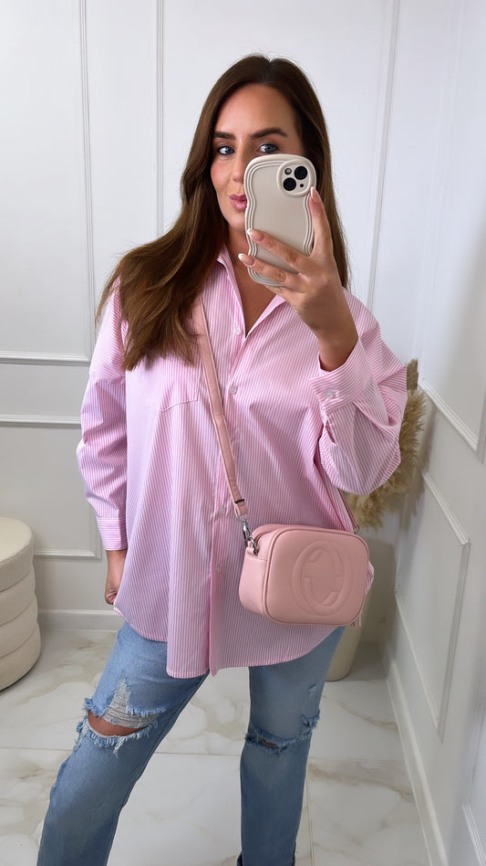 SADIE pink pinstripe oversized shirt