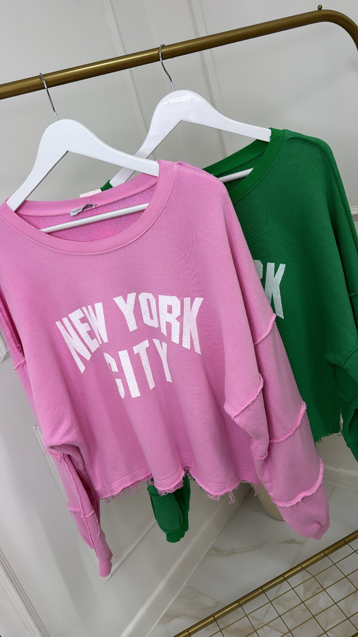 ADA pink new york frayed sweatshirt