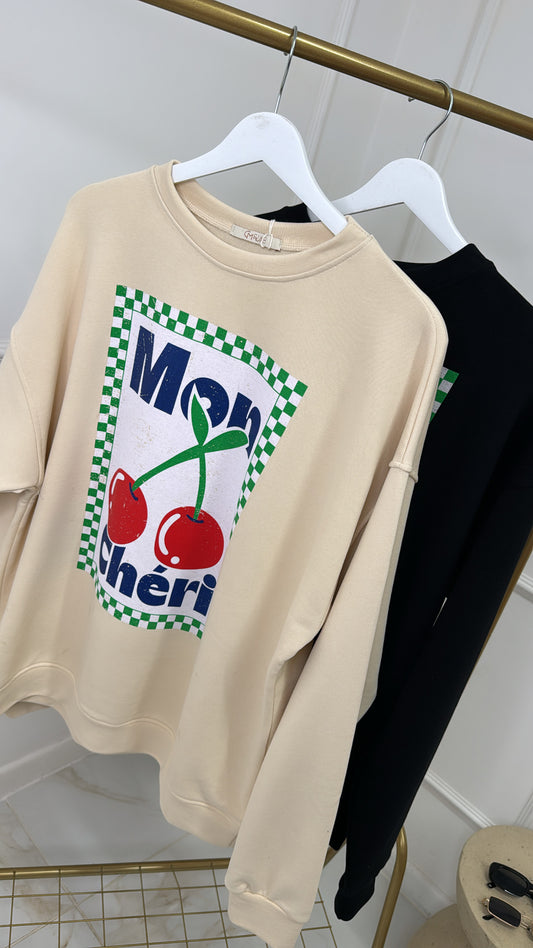 MABEL beige mon cherry sweatshirt