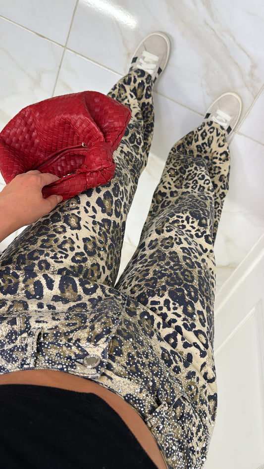 SASHA leopard diamante jeans