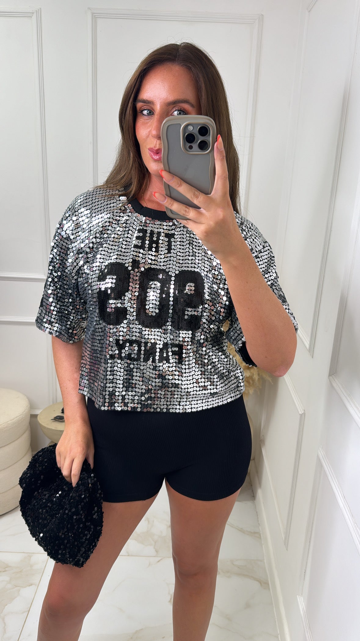 BLAKELY silver sequin 90s top