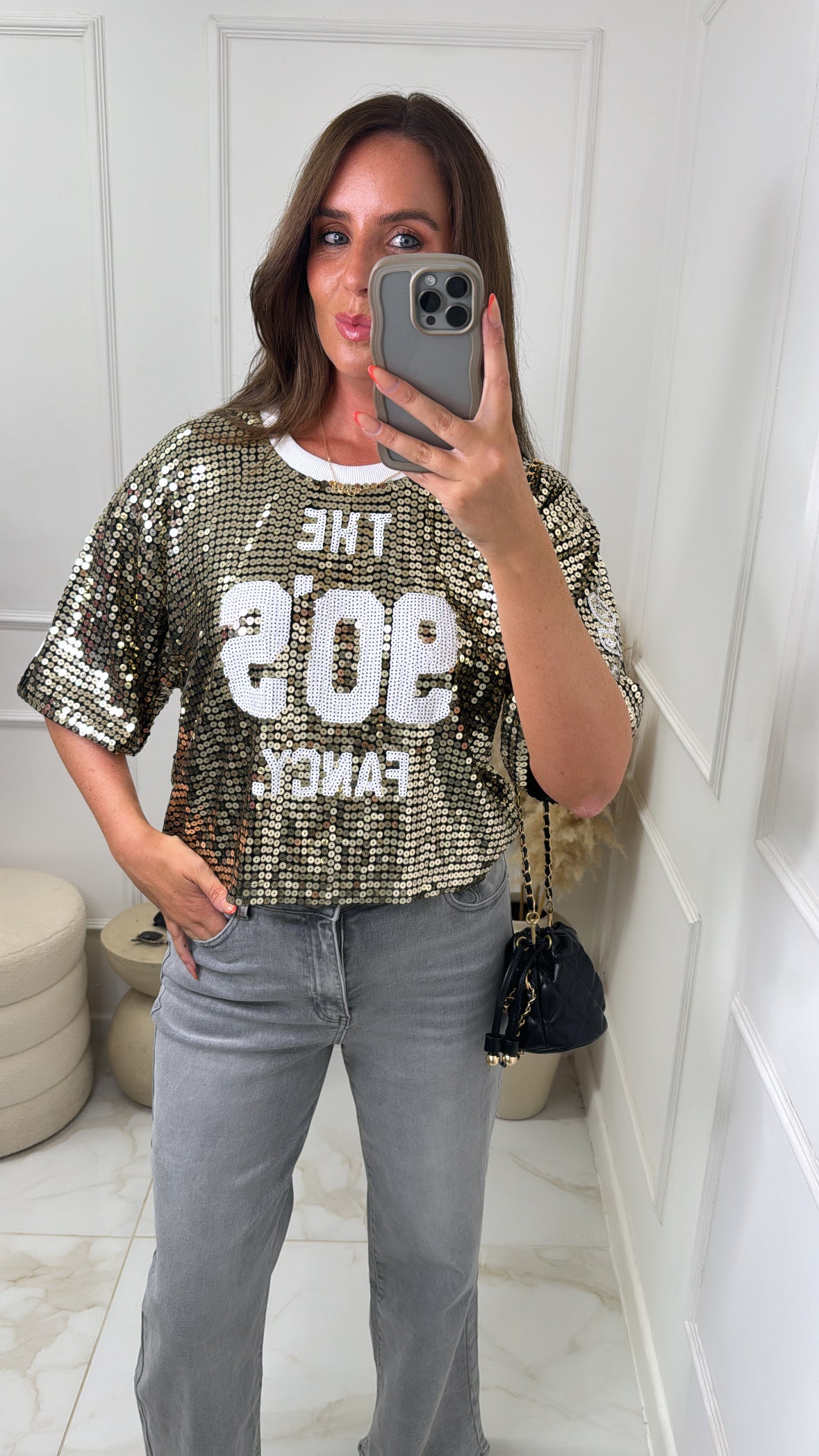 BLAKELY gold sequin 90s top