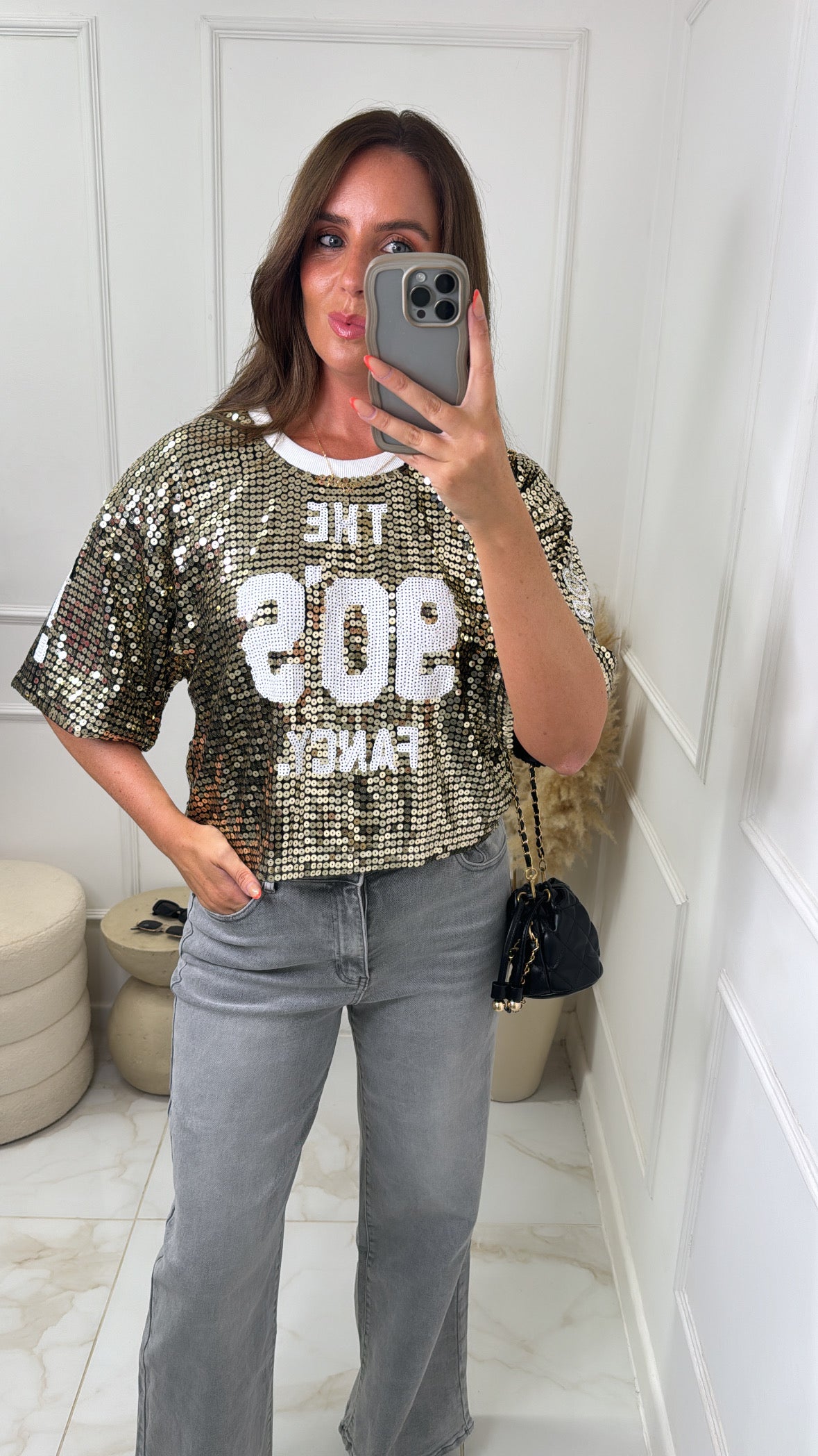 BLAKELY gold sequin 90s top